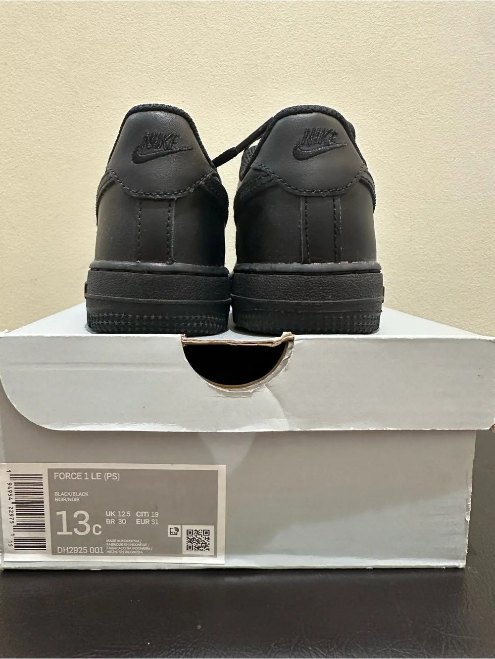 NIB Little Kid PS Nike Air Force 1 Low LE Black Black DH2925-001